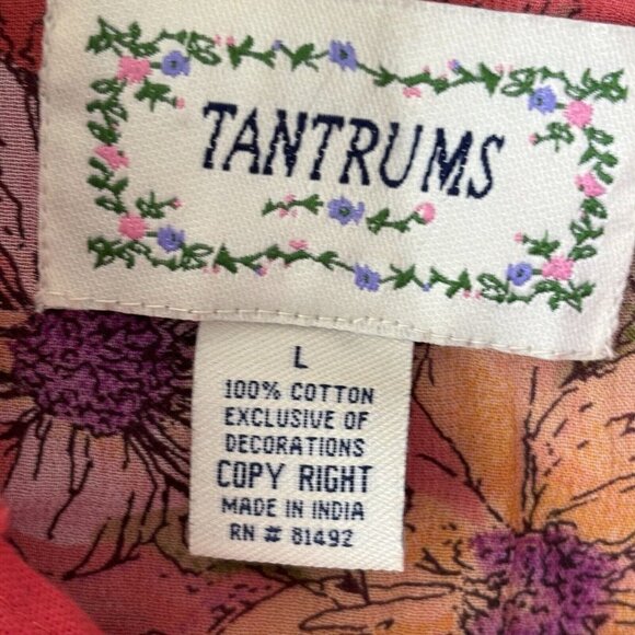 Vintage Tantrum Women’s Large Cotton Chenille Embroidered Coral Button Up Jacket - Picture 8 of 16